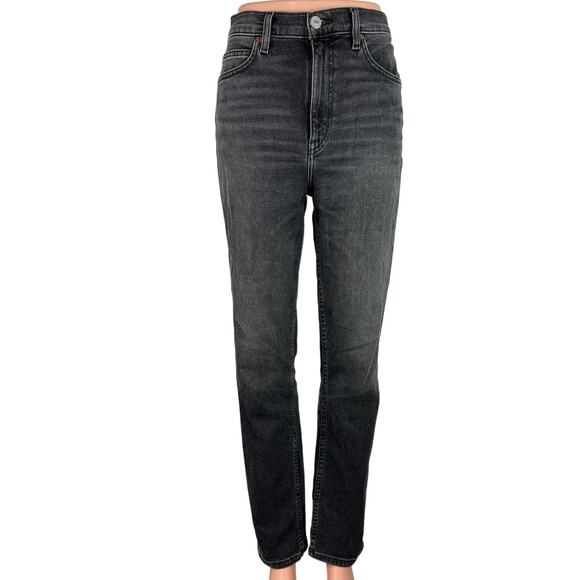 Re/Done Black High Rise Cotton Blend Denim Stretch Straight Leg Jeans Size 28 - Picture 1 of 5